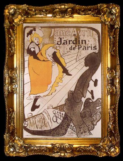 framed  Henri de toulouse-lautrec Jane Avril in the Paris Garden, ta009-2